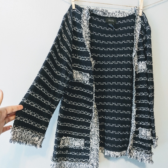 R•Q•T Button Down Cardigan Navy Blue Size Medium - Picture 4 of 9